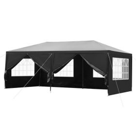 10'x20' Outdoor Party Tent with 6 Removable Sidewalls, Waterproof Canopy Patio Wedding Gazebo, Black 10'x20' Outdoor Party Tent with 6 Removable Sidewalls, Waterproof Canopy Patio Wedding Gazebo, Black